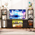 LED TV Stand Entertainment Center Bookshelf Combo with Charging Station