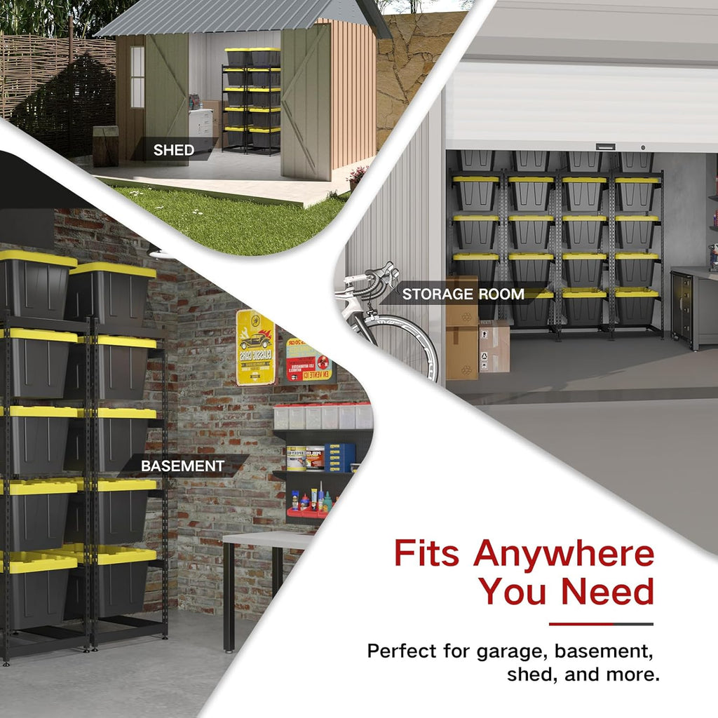 27 Gallon Tote Storage Rack, Heavy-Duty Storage Bin Rack Organizer, 5-Tier Standing Storage Bin Shelves, 250 lb Capacity, Maximize Space for Garage, Warehouse, Utility, 1-Pack (Totes Not Included)