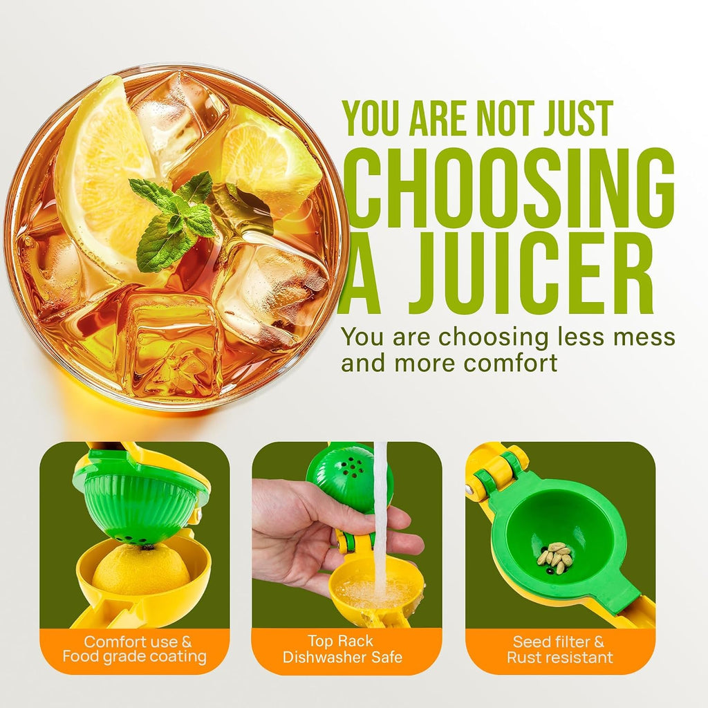 Zulay Kitchen Metal 2-in-1 Lemon Lime Squeezer, Juicer Handheld - Yellow
