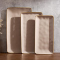 Famiware Serving Platters Set of 3 Sizes - Rectangular, Cinnamon Brown