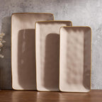 Famiware Serving Platters Set of 3 Sizes - Rectangular, Cinnamon Brown