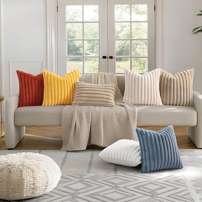 decorUhome Cozy Faux Fur Throw Pillow Covers 22x22 Set of 2 Decorative Soft - Image 8