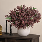 3Pcs 43In Faux Berry Stems, Artificial Nandina Fall Decor, Dusty Plum