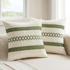 MIULEE Set of 2 Moss Green Boho Decorative Pillow Covers 18x18 Inch Farmhouse by MIULEE