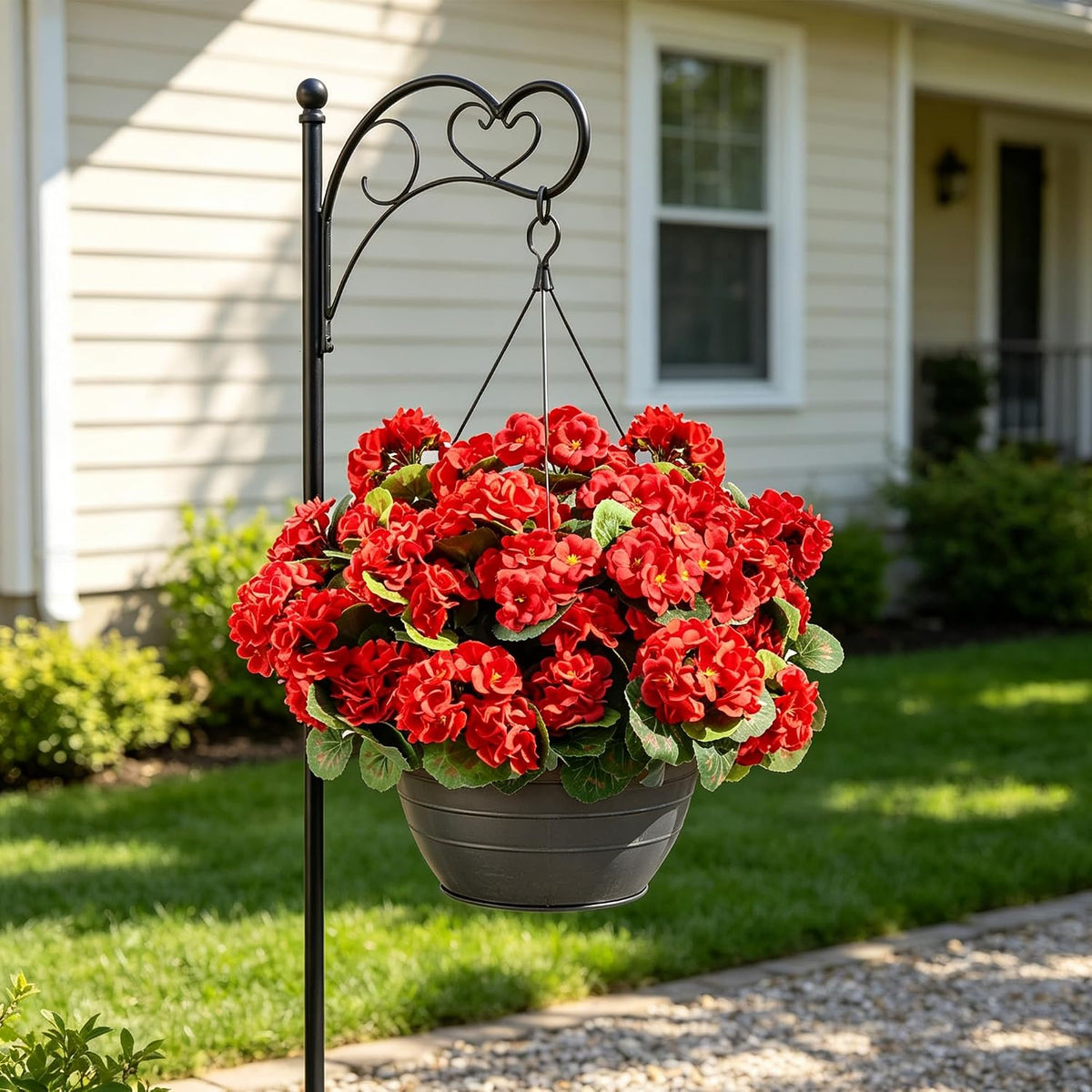 Artificial Geraniums Fake Flowers for Outdoors, 8PCS Red