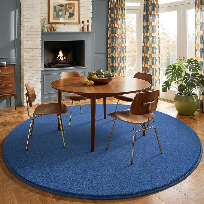 Amearea Blue Round Area Rugs 5ft Washable Circle Rugs - Image 9