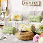AVOIN colorlife Home Sweet Home Spring Summer Flowers Green Throw Pillow Covers - Image 2