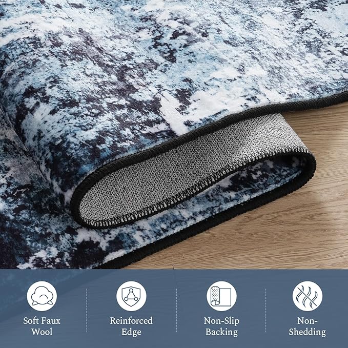 Rugflix 4x6 Area Rug for Living Room, Washable Non-Slip Stain-Resistant Low Pile - Image 7