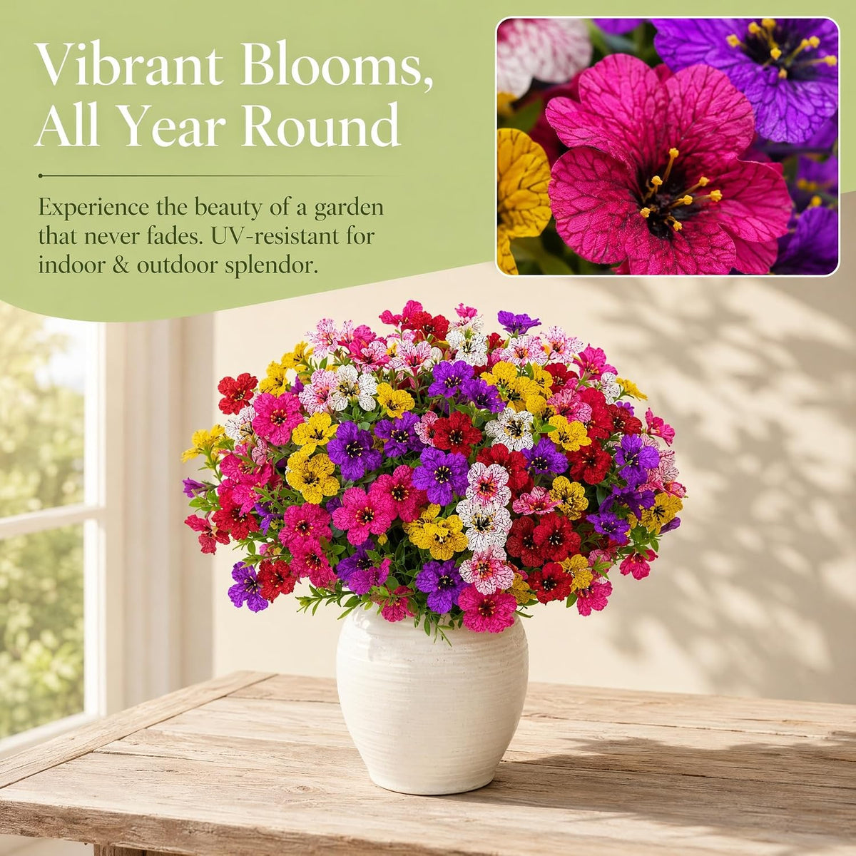 20 Bundles Artificial Flowers UV Resistant Plastic 6 Mixed Color