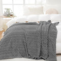 Puncuntex Grey Throw Blanket 90"×90" inches Fuzzy 3D Jacquard Decorative by Puncuntex