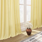 Yellow Linen Textured 96 Inch Curtains 2 Panel Set Back Tab Rod Pocket Sheer - Image 6