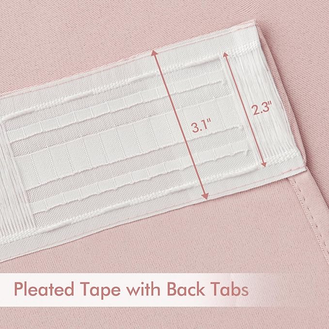 MIULEE Baby Pink Back Tab Blackout Curtains 108 Inch Long 2 Panels Set - Image 4