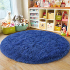 4'x4' Blue Round Rug for Bedroom, Ultra Soft Fluffy Circle Rug for Kids Girls - Image 8