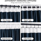 RYB HOME Navy Blue Velvet Curtains 72 inches - Image 4