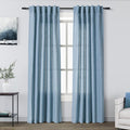Blue Linen Blend Drapes 84 Inch Length 2 Panels Set Back Tab Rod Pocket Light by Nanspring