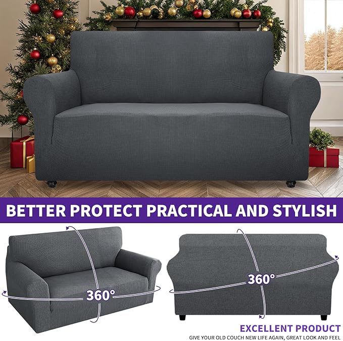 ZNSAYOTX Super Stretch Couch Cover Love Seat Sofa Covers - Image 2