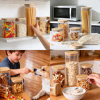 7 Pack Square Glass Storage Containers with Lids, Multi-Size Canisters Sets for the Kitchen & Pantry food storage jar – Ideal for Storing Pasta, Cereal, Flour, Sugar, Nuts, Coffee Beans & More
