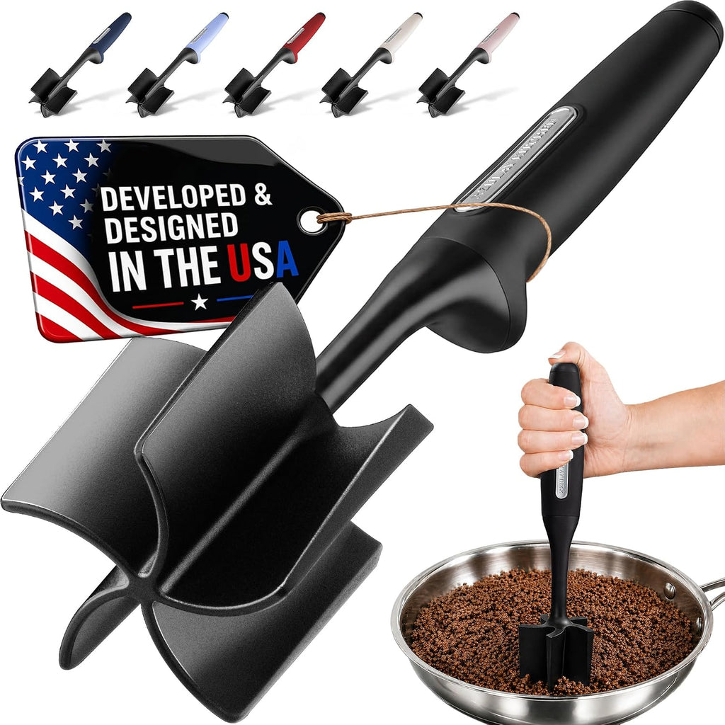 Zulay Kitchen Ground Meat Chopper Tool – 5-Blade Nylon Meat Chopper for Ground Beef, Non-Toxic Food Safe Meat Masher & Breaker, Heat Resistant to 180°C, Dishwasher Safe – Black