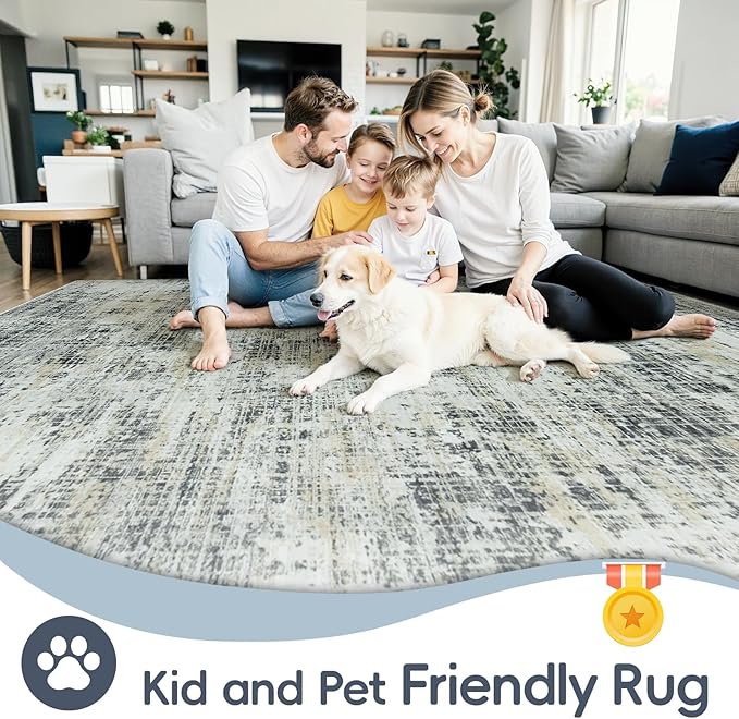 10x12 Area Rugs for Living Room Washable Rug: Anti-Skid Abstract Modern Living - Image 6