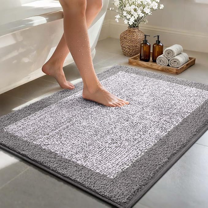 48x32 Large Bathroom Rugs Washable Non Slip, Light Grey Bath Mat by Unknown