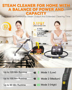 GLAMMAGIC Steam Cleaner with Mop, 3 Level Adjustable Handle, 25 Accessories