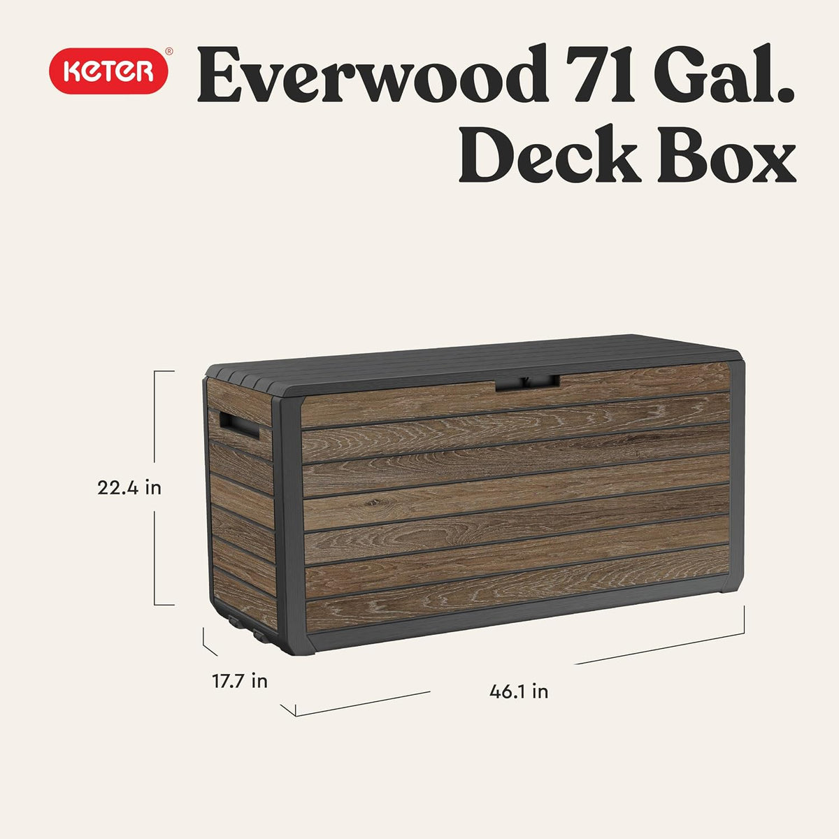 Keter Premium Everwood 71 Gal Outdoor Storage Box and Patio Side Table