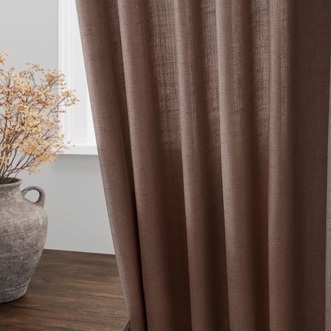 Mocha Mousse Curtains 102 Inches Long 2 Panel Set Back Tab Rod Pocket Linen - Image 4