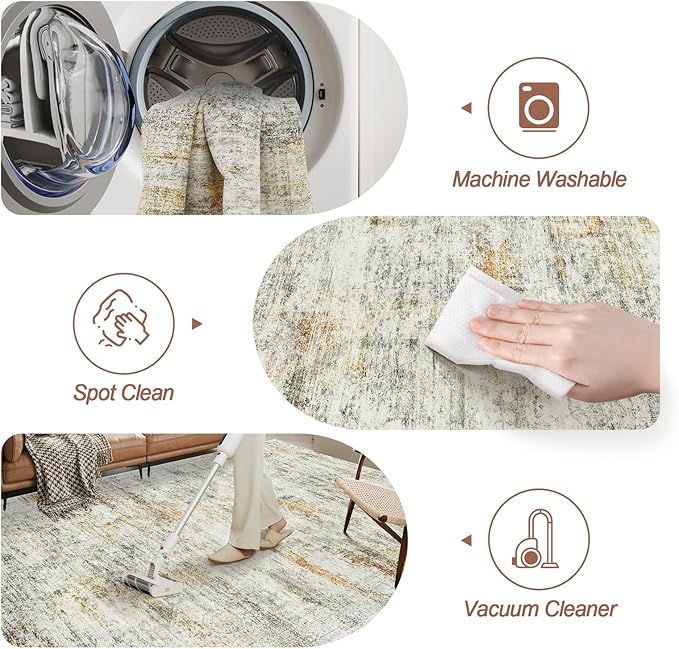 6x9 Area Rug for Living Room Washable 6x9 Non-Slip Modern Abstract Rugs for - Image 4