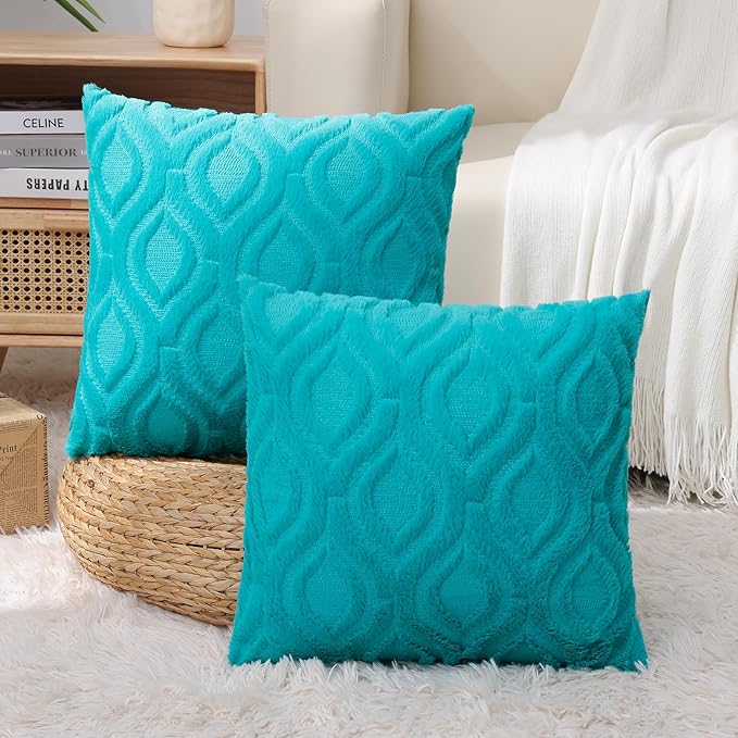 decorUhome Summer Throw Pillow Covers 26x26 Inch Set of 2, Soft Plush Faux Wool - Image 8