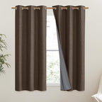 NICETOWN Coffee Vintage Linen 100% Blackout Curtains - Image 2