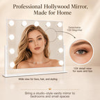ROLOVE 16 x 12.9 in Hollywood Vanity Mirror with Lights, Tabletop Lighted Makeup Mirror, 11 Dimmable LED Bulbs, 3 Color Lights, Detachable 10X Magnifying Mirror, White, for Desk, Bedroom & Dorm