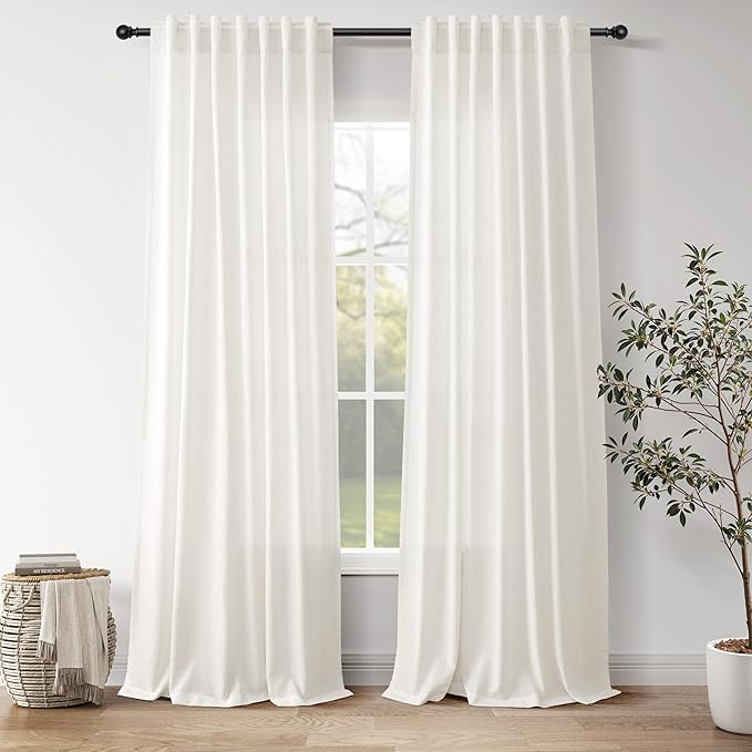 Nanspring Neutral Linen Curtains 102 Inches Long by Nanspring