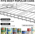 Simple Houseware Stackable Can Rack, Silver, Adjustable Plastic Dividers, Holds 36 Cans