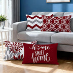 Hexagram Geometric Burgundy Pillow Covers 12x20 Set of 4, Decorative Outdoor - Image 2