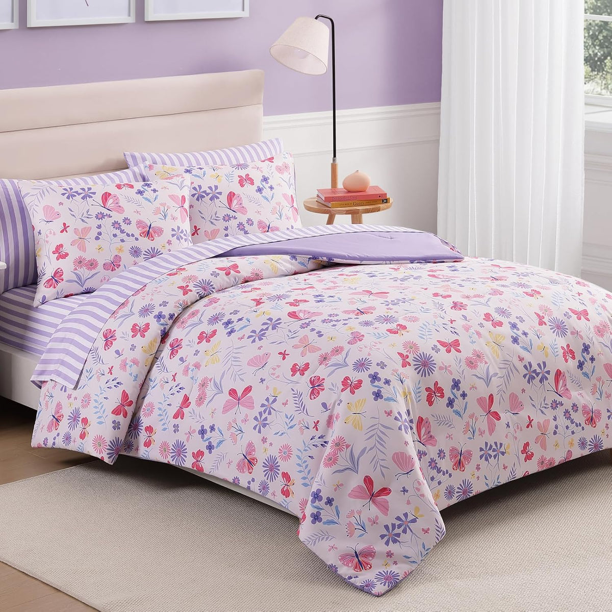 Twin Comforter Set with Sheets for Girls-5 Pieces Twin Bedding Sets Printed