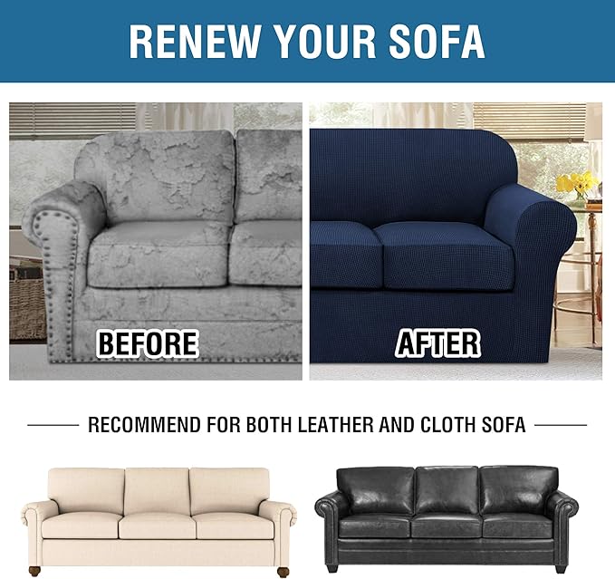 4 Piece Stretch Sofa Covers for 3 Cushion Couch Covers Furniture Slipcovers for - Image 8