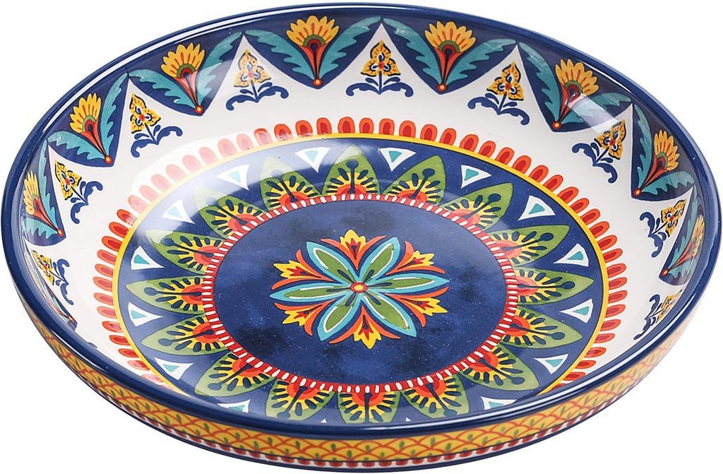 Bico 35oz Ceramic Pasta Bowls Set of 4, 8.9" Salad Bowl, Havana