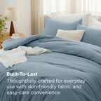 Bedsure King Comforter Set Prewashed Soft Bedding 3Pcs Dusty Blue 104"x90"