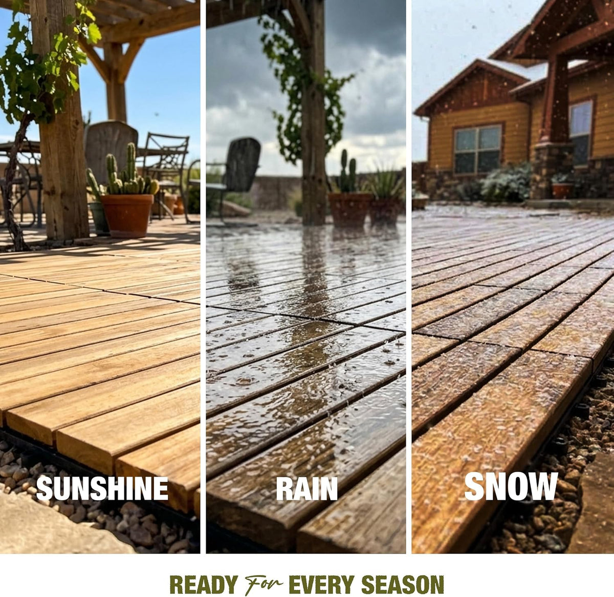 Acacia Wood Interlocking Deck Tiles, Patio & Backyard Tile, 12 in, 9 PCS