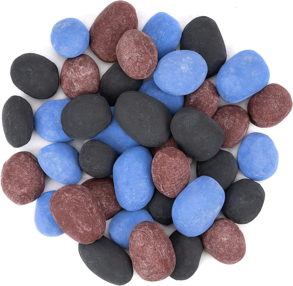 Stanbroil 24pcs Lightweight Ceramic Fiber Pebble Stones for Fire Pit, Black