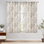 jinchan Linen Blend Curtain Floral Curtains by JINCHAN