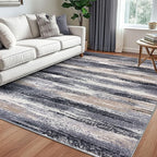 Lansny Modern Abstract 5x7 Machine Washable Area Rug Non-Slip Soft Bedroom by lansny