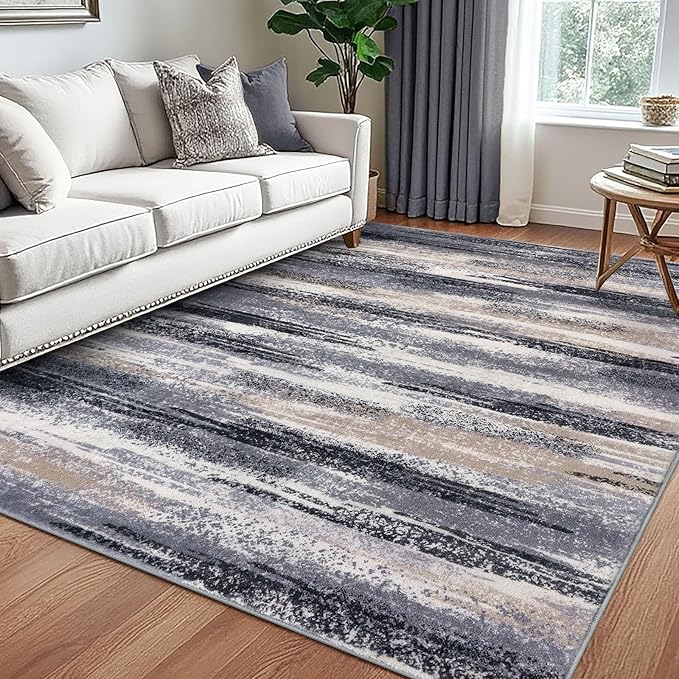 Lansny Modern Abstract 5x7 Machine Washable Area Rug Non-Slip Soft Bedroom by lansny