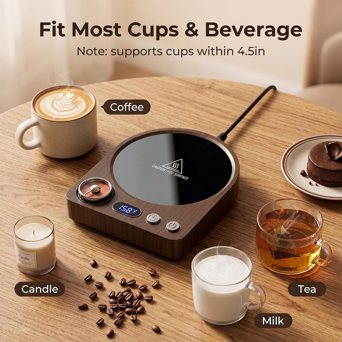 MQFORU Retro Coffee Mug Warmer, 36W Fast Heating with 9 Temp Settings & 0.5-9H Timer, Auto Shut-Off & Memory Function, Smart Desk Warmer for Coffee, Tea, Milk, Candle - Ideal Gift Accessories