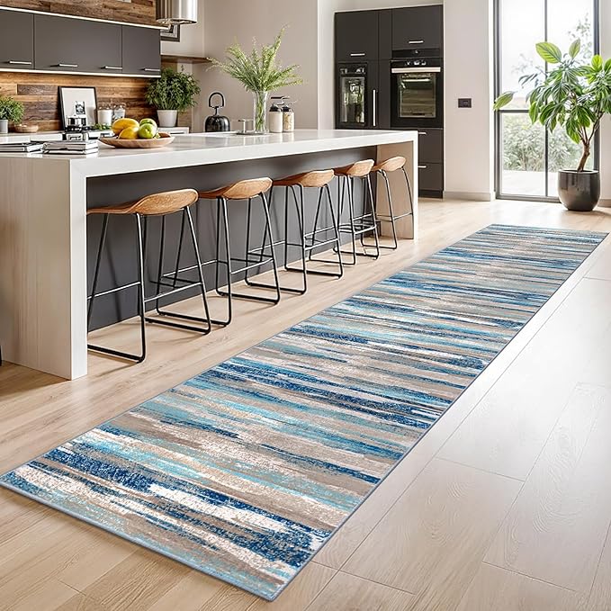 Lansny Modern Abstract Runner Rug 2.6x14 - Image 2
