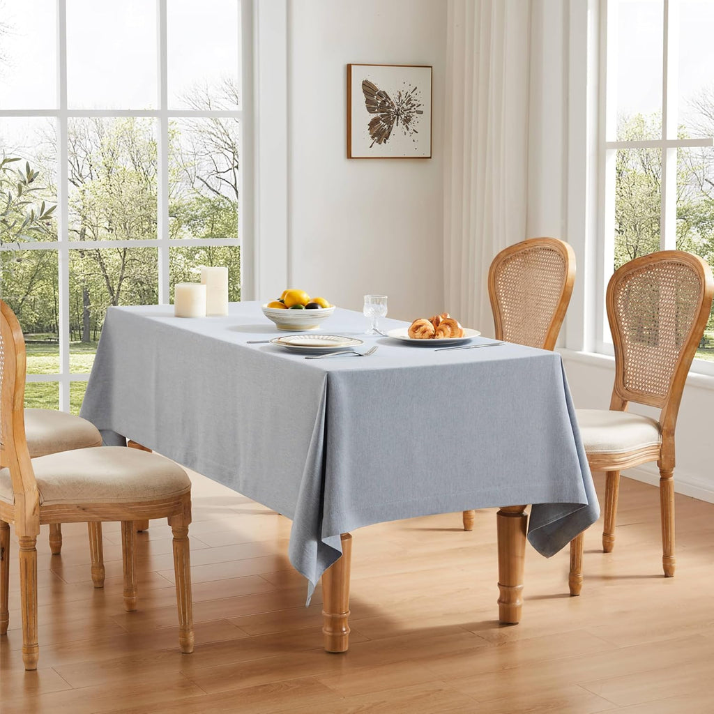 ZeeMart Linen Textured Rectangle Table Cloth, 60x104 Inch Chambray Blue