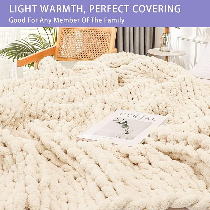 Bigacogo Chunky Knit Throw Blanket - Image 3