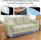 10 Pcs Plastic Couch Cover for Moving, Clear Sofa Protector 94"W x 185"L