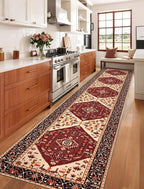SERISSA Runner Rug for Hallways, Extra Long Boho Rug Ultra Soft Vintage Red - Image 2
