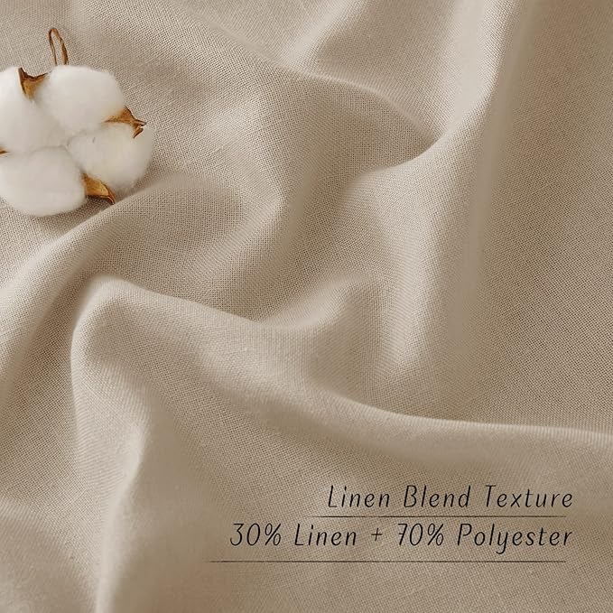 NICETOWN Taupe Short Linen Curtains - Image 4